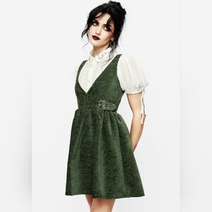 NWT Disturbia Ivy Wrap Buckle Suspender Velvet Mini Dress Green Size 6